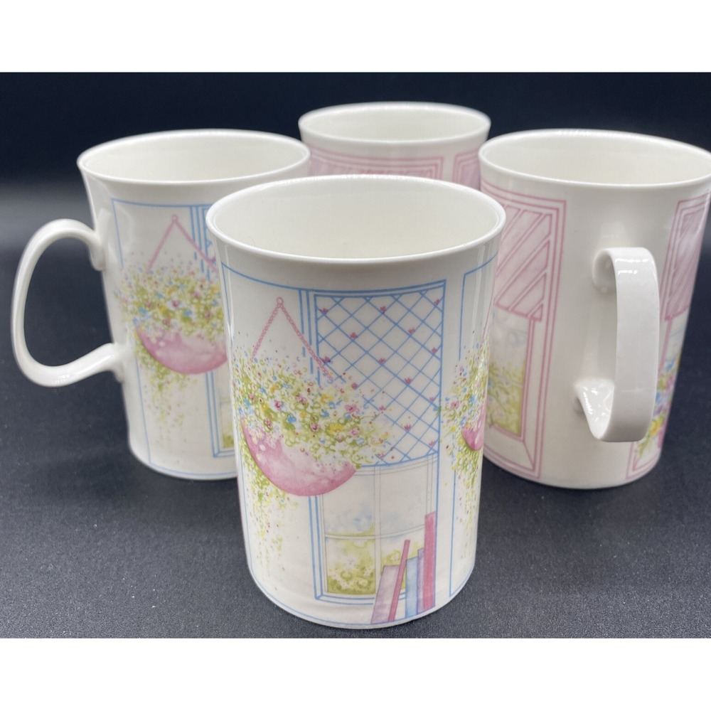 4 Pc Dunoon Ceramics Meadow View Mugs 8 oz Noelle Malkin Bone China England